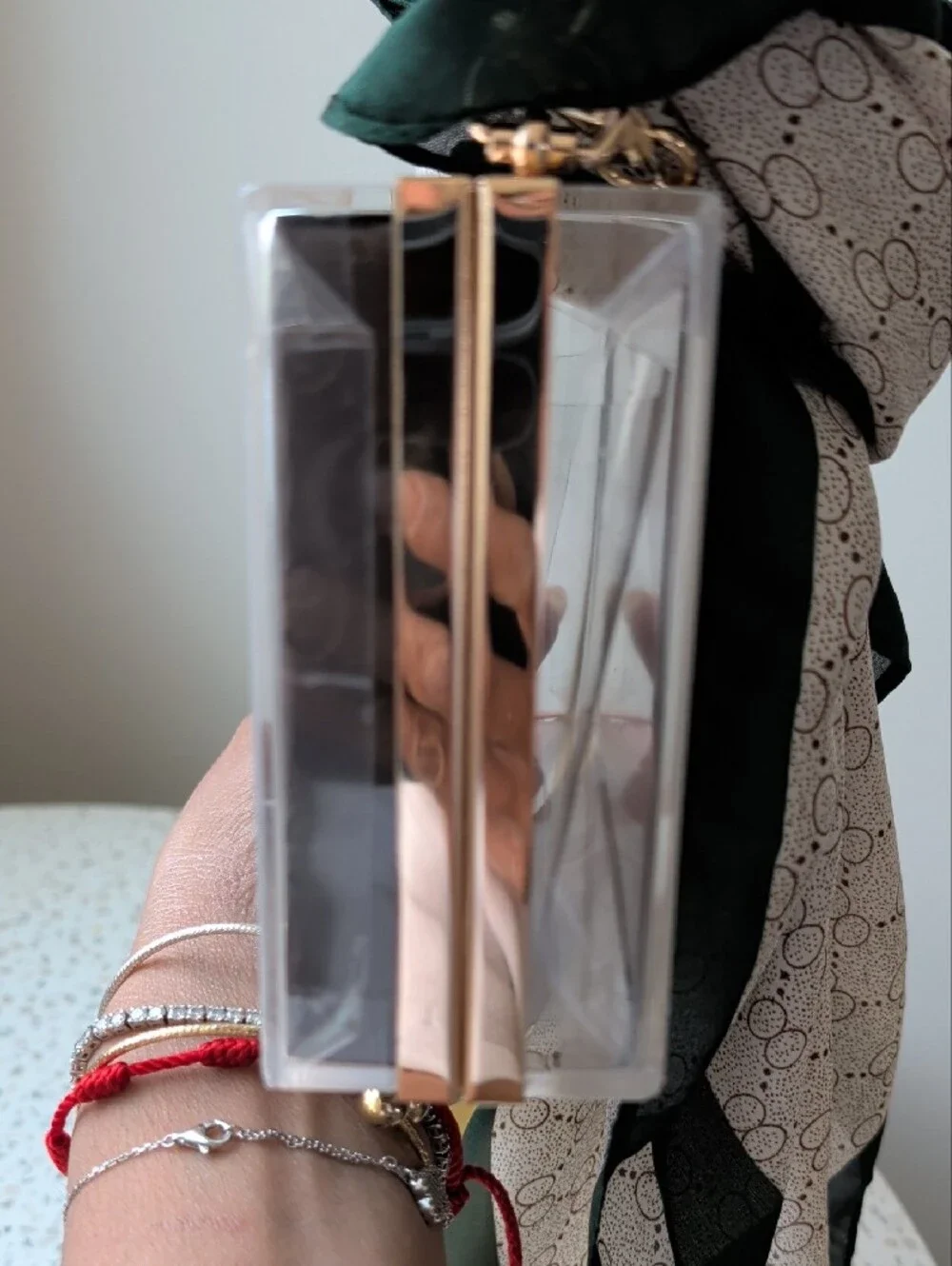 Gucci Black Acrylic Box Clutch with ♥️ Handle
